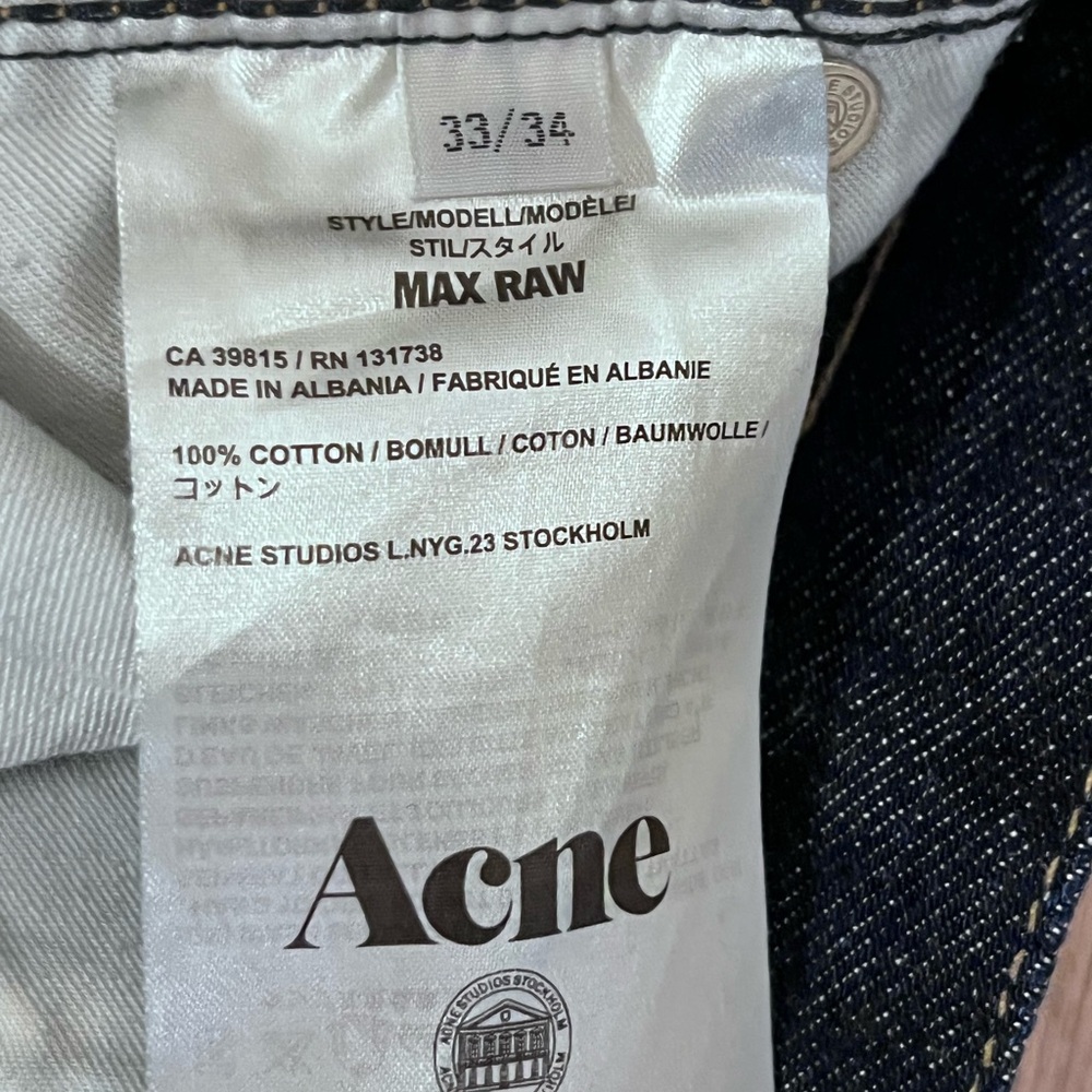 Acne men’s slim fit jeans